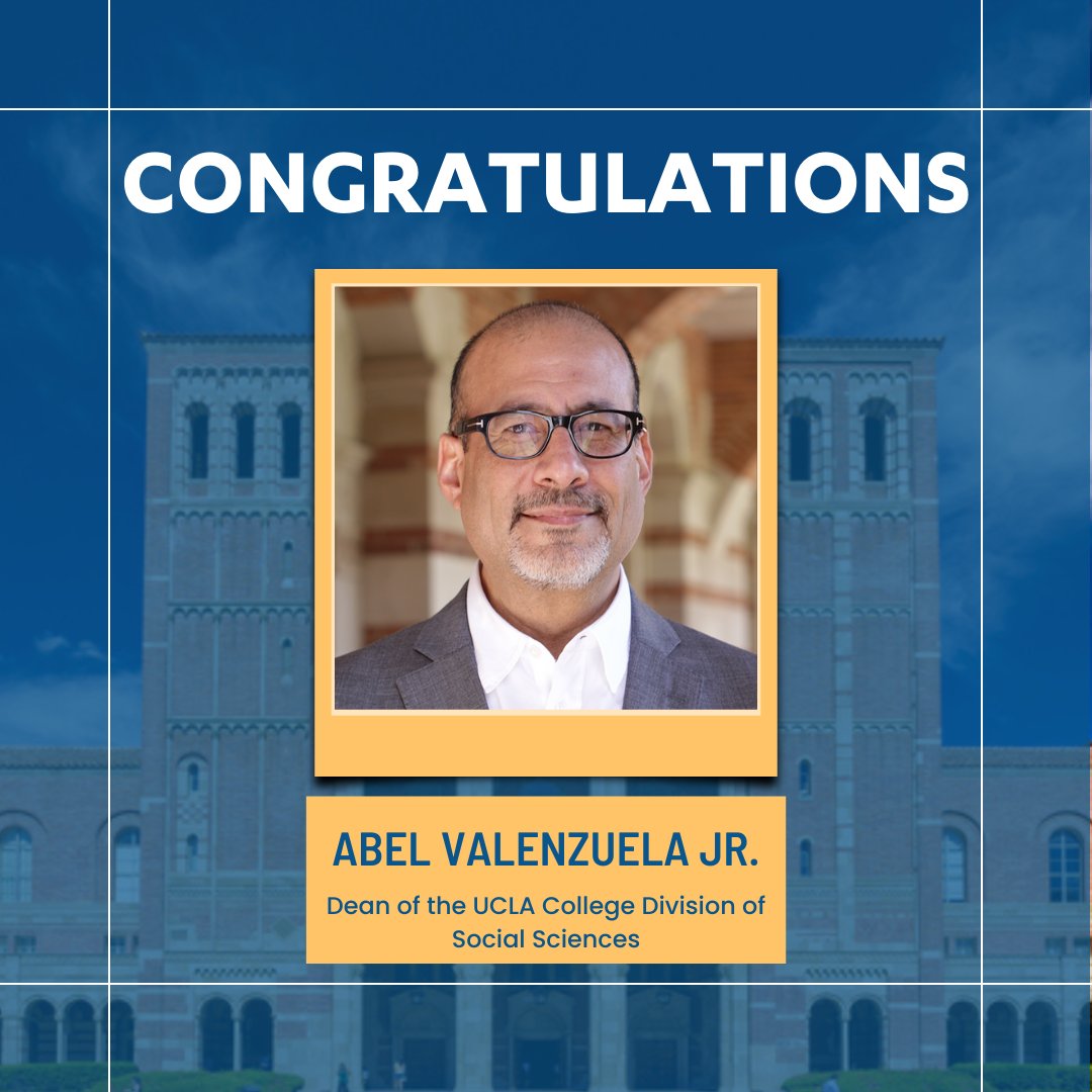 We congratulate UCLA LPPI Expert Dr. Abel Valenzuela Jr. on his appointment as Dean of the UCLA College Division of Social Sciences. We are excited to see the new heights the Division will reach under his leadership. Read more: ucla.in/3wBP1pO