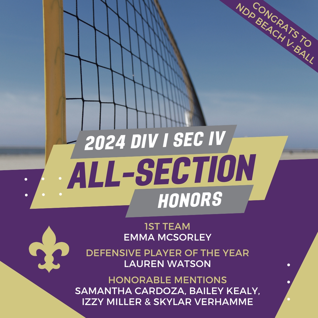 Congratulations go out to NDP Beach Volleyball's Emma McSorley, Lauren Watson, Samantha Cardoza, Bailey Kealy, Izzy Miller & Skylar Verhamme who were named to the AIA's 2024 Division I Section IV All-Section Honors list. Nice job, Saints! #GoSaints #reverencerespectresponsibility