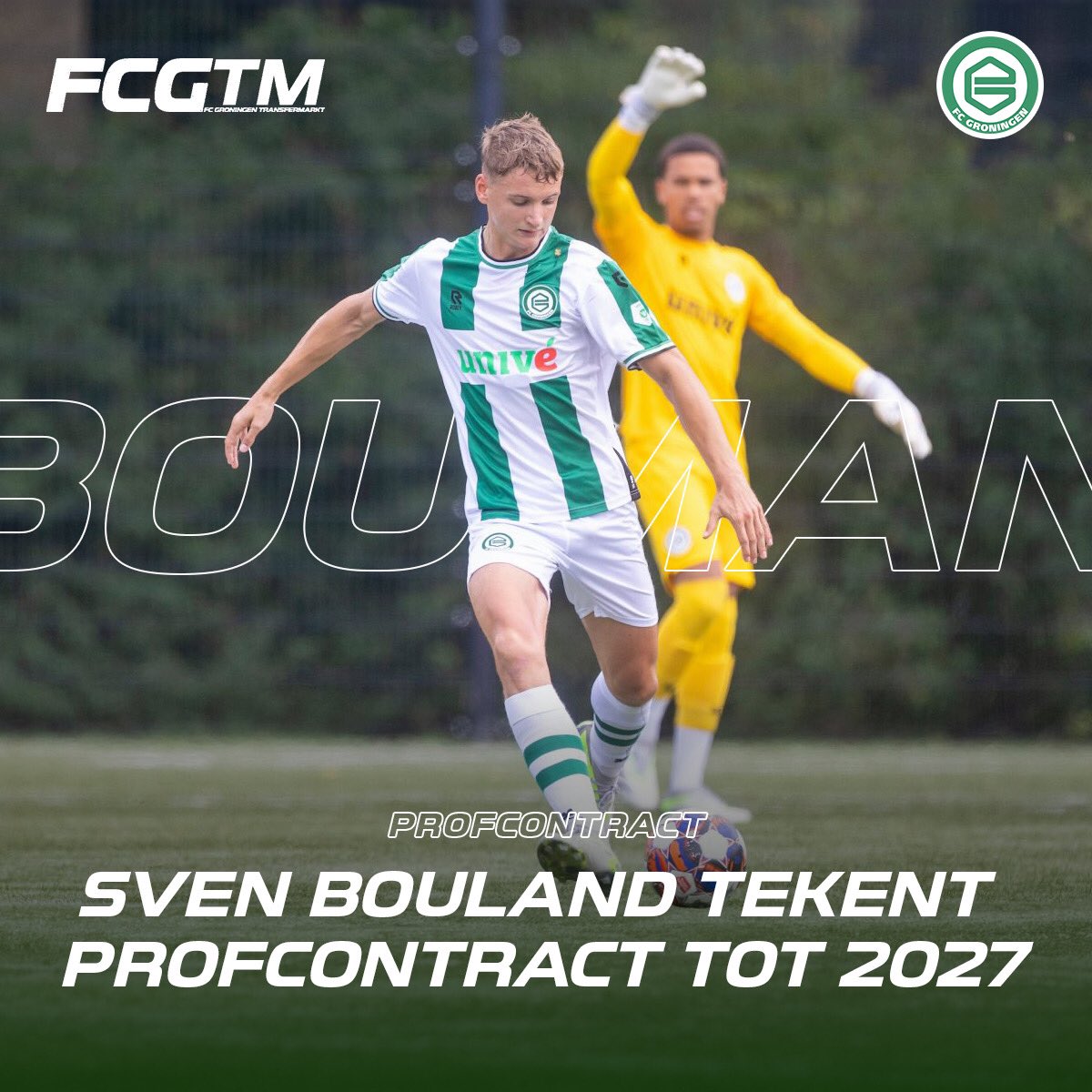 🎖 𝐏𝐑𝐈𝐌𝐄𝐔𝐑 🎖• FC Groningen rond met Sven Bouland. FC Groningen heeft een akkoord bereikt met Sven Bouland over een eerste profcontract, de 18-jarige verdediger van FC Groningen onder 21 gaat voor 3 jaar tekenen bij de Trots van het Noorden.