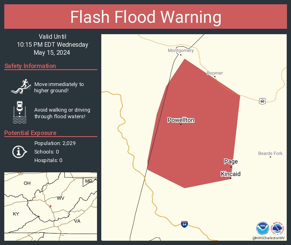 Flash Flood Warning including Powellton WV, Kincaid WV and Page WV until 10:15 PM EDT