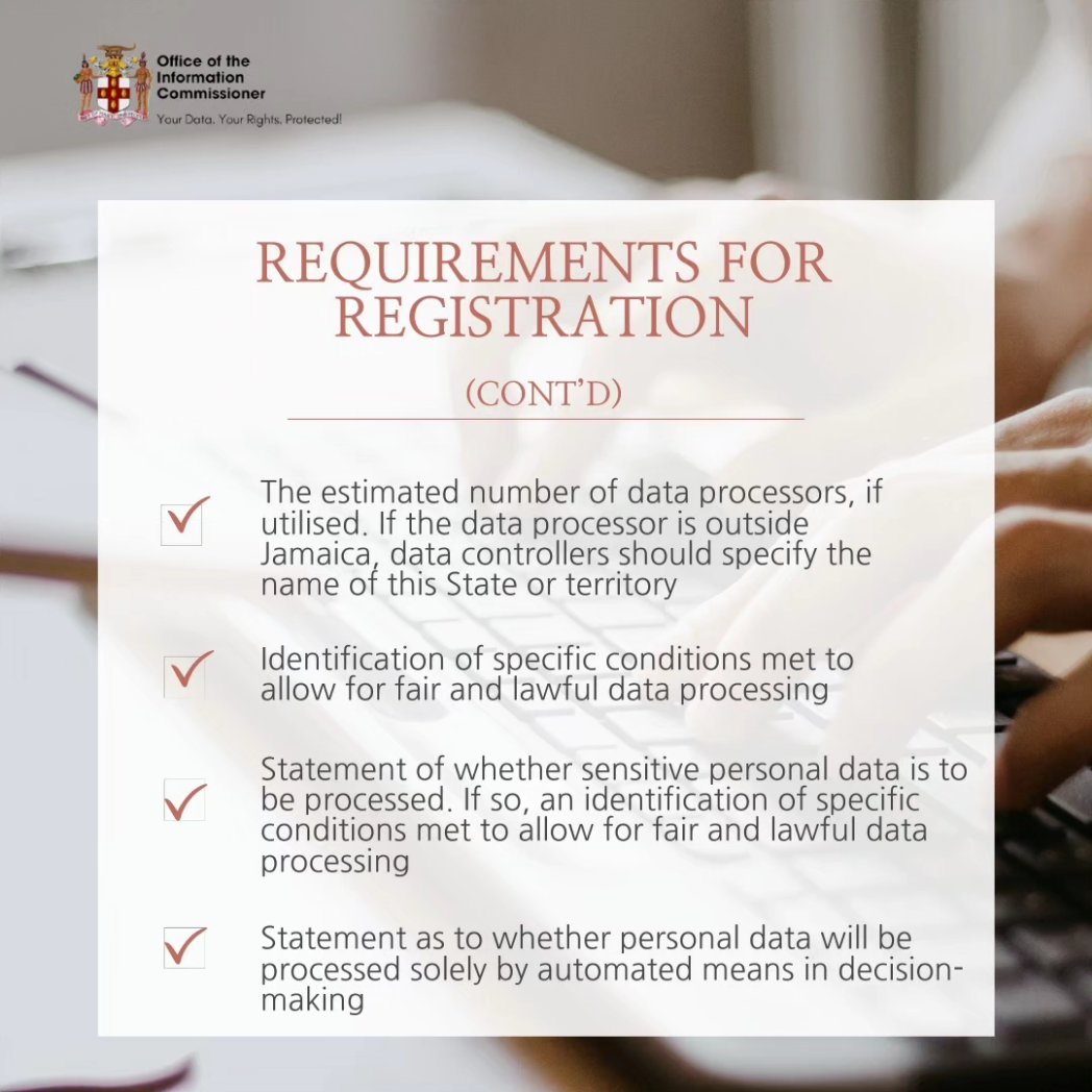 #DataProtectionJamaica 🇯🇲 Not sure about what information to provide when registering with the Office of the Information Commissioner @theoicjm? Here is the information to be entered into the registration form when it becomes available.