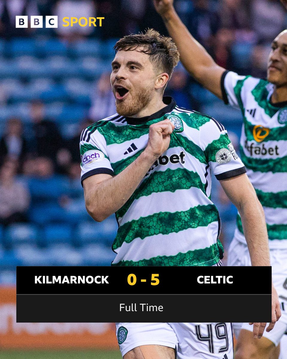 Five star Celtic beat Kilmarnock to seal the Scottish Premiership title for the third time in a row.

#BBCFootball