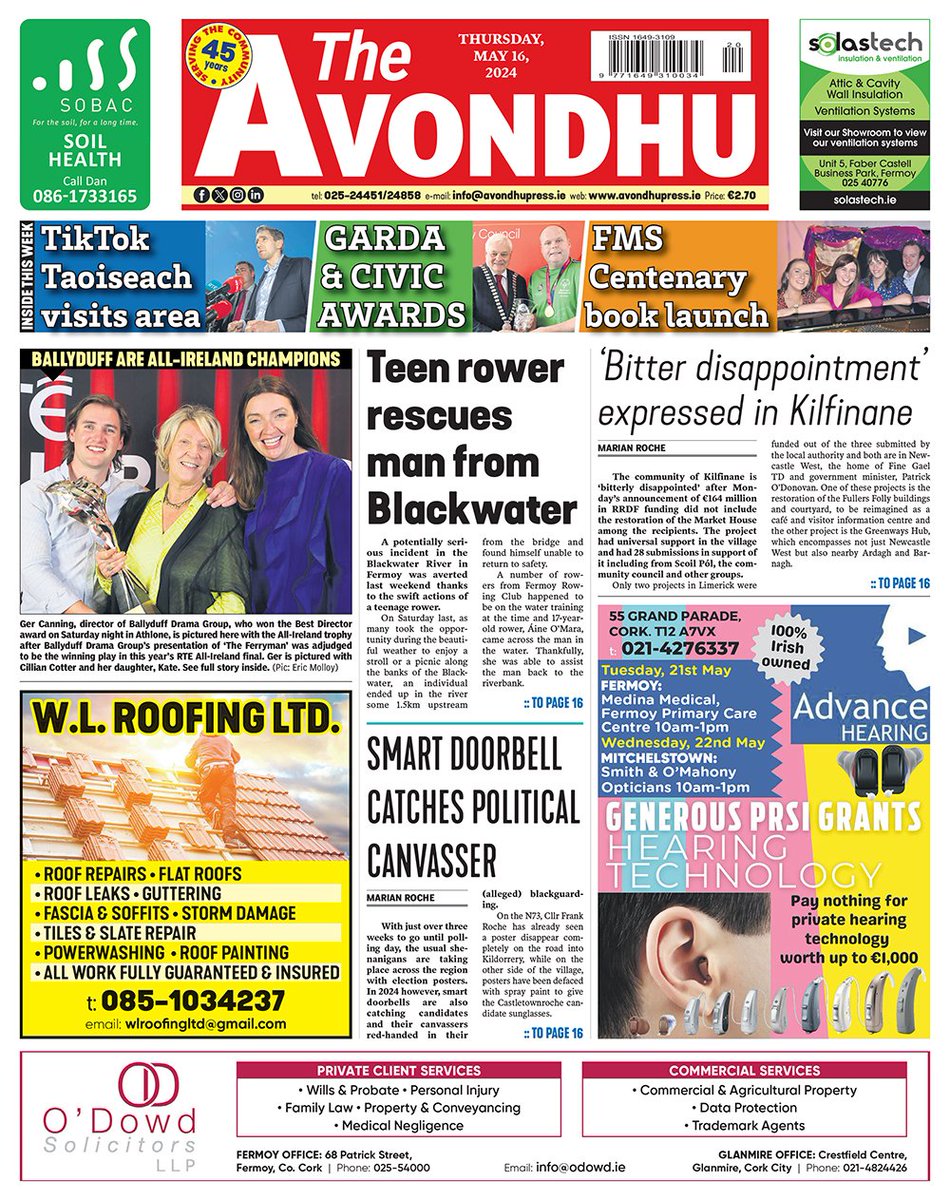 This week’s front page from The Avondhu - in the shops and available online from 9am avondhupress.ie/digital-editio… via @TheAvondhu #RegionalNews #LocalNews #news