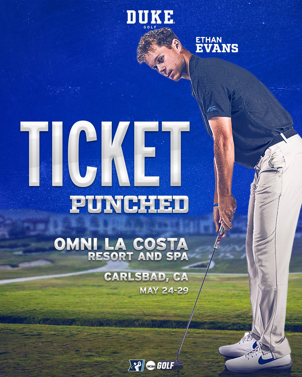 Ethan Evans is NCAA Championship bound 😈‼️🎟️ Ethan earned a spot in the NCAA Championship, finishing as the low individual on a non-advancing team! #GoDuke