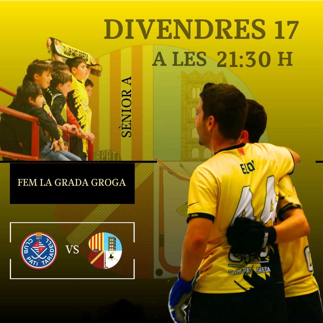 🟡⚫️ Aquest divendres el <a href="/shcpbreda/">Club Patí Breda</a> juga un dels partits més importants de la temporada. Visita el Taradell, segon a la classificació a 3 punts dels Bredencs. Una victòria podria suposar, en funció del "goal average", l'ascens directe.