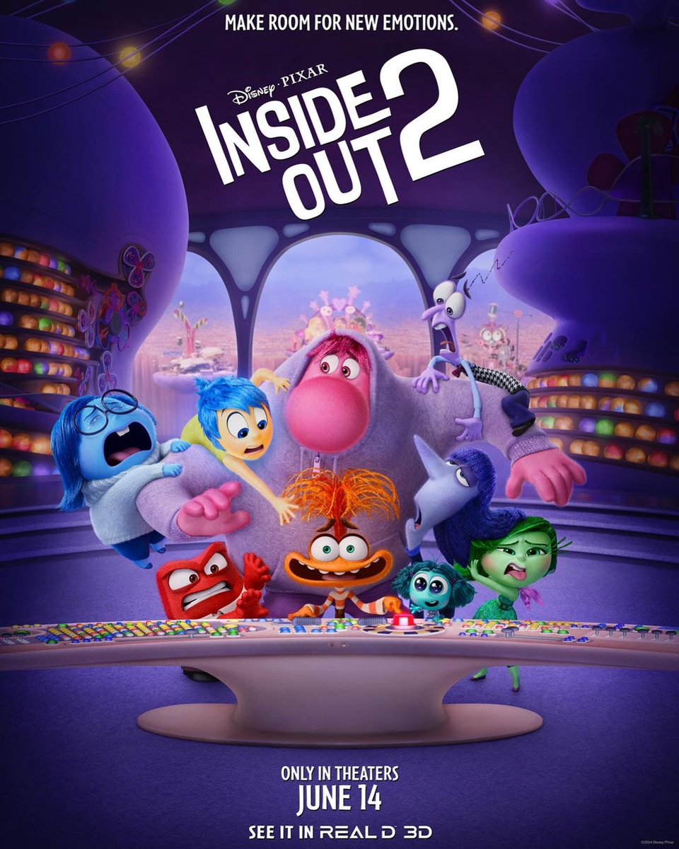 Hagan espacio para nuevas emociones. Todas las emociones en el póster de #InsideOut2 exclusivo de #RealD 3D. @DisneyStudiosLA y @Pixar presentan #IntensaMente2, 13 de junio en cines. 💻 moviecrazyplanet.com/?p=5530
