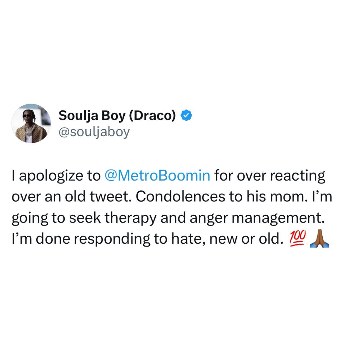 Soulja Boy issues an apology to Metro Boomin