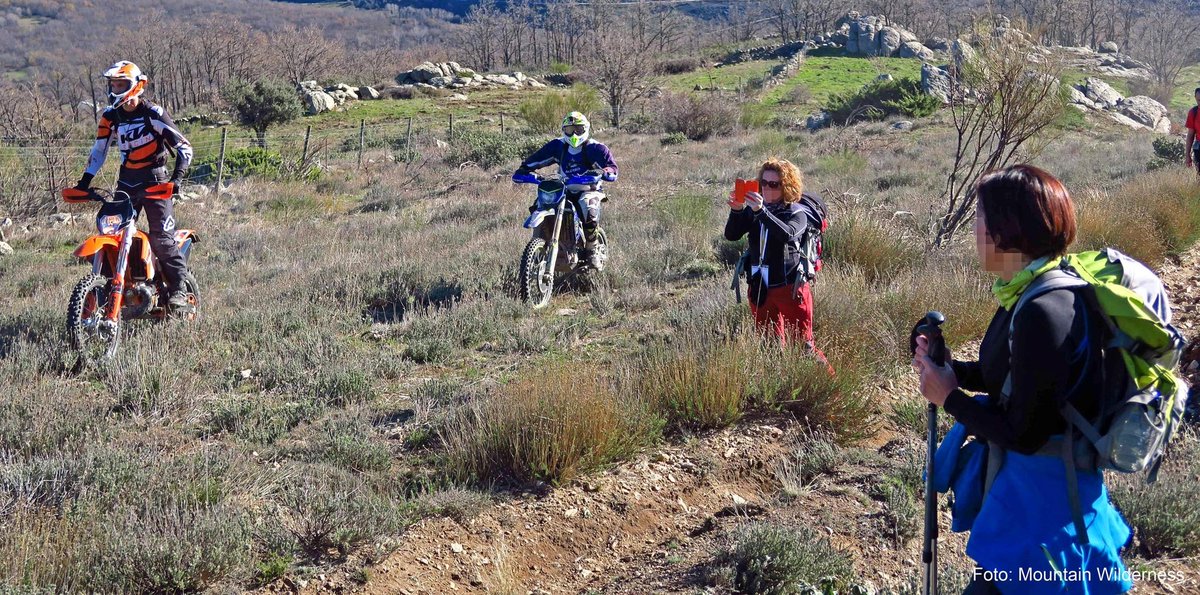 Los moteros de #enduro siguen recorriendo a sus anchas algunas zonas del #PNGuadarrama. Se les ve y se les escucha muy a menudo entre las cumbres de la Peñota y el Cerro Minguete, pero también en otros parajes de los Montes Carpetanos y la vertiente sur de la Cuerda Larga...🧵⤵️