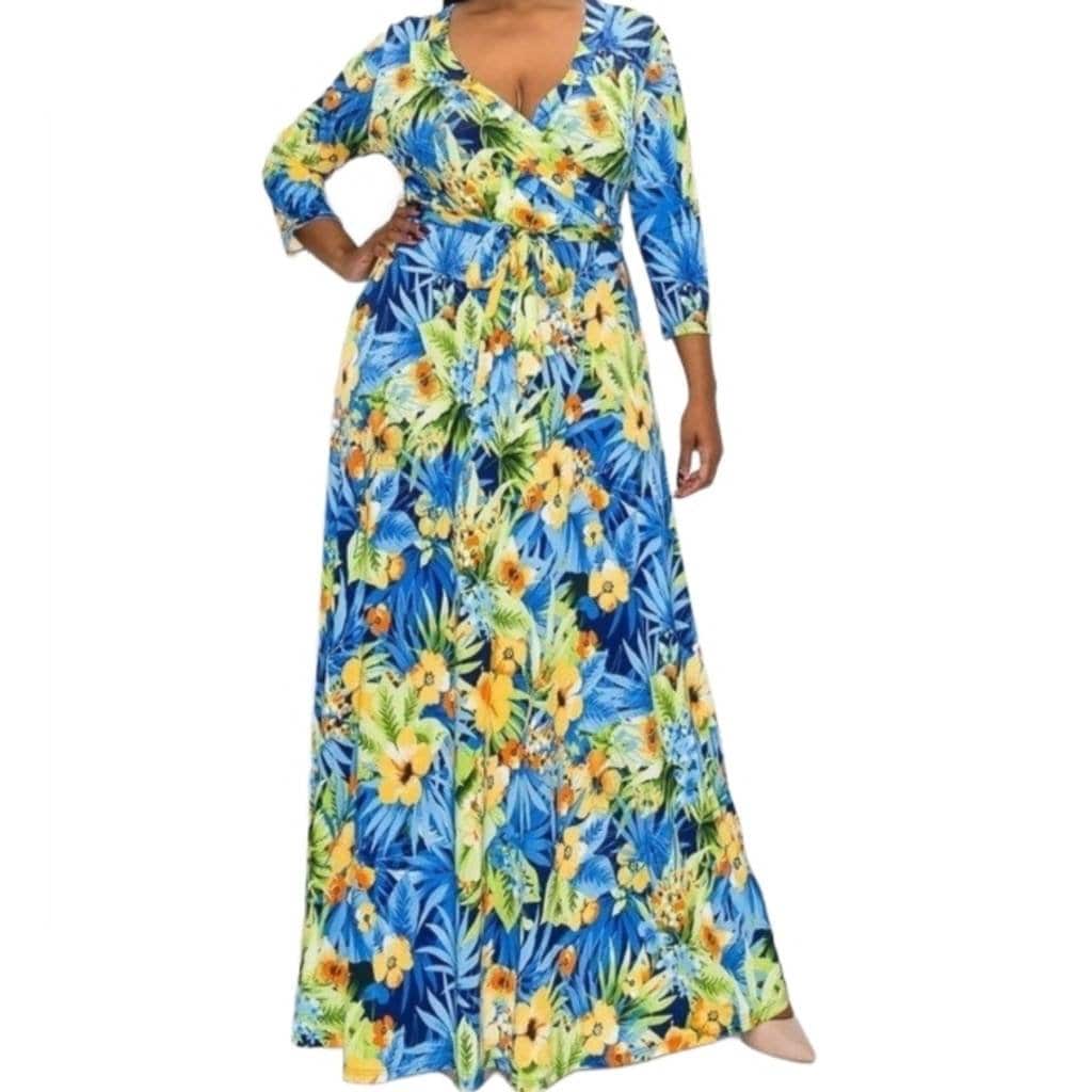 Aruba Paradise Faux Wrap Maxi Plussize Dress tuppu.net/5723ef49 #maxidress #janettefashion #plussizefashion #wedding #jumpsuits #smallbusiness #womenfashion #bridesmaid #FauxWrapDresses