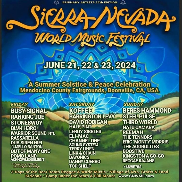 Festivals 2024 @ reggaeville.com/festivals/ Sierra Nevada World Music Festival 2024 daily line up announced #festival #event #reggae #worldwide #agenda #reggaeville #snwmf #festiville