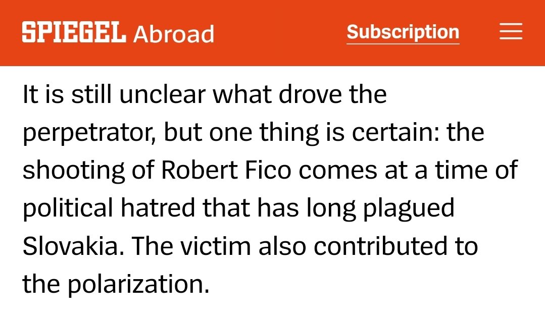 As expected, the mainstream media is already in victim blaming mode. We don't know what happened, but he had it coming. Would they write anything like that if Obama, Merkel, or Habeck would be the victims of an assassination attempt? You know the answer.