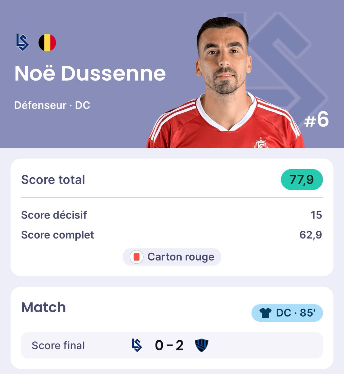 78 avec un carton rouge, Dussenne quel joueur meta bordel 🥵

#Sorare
