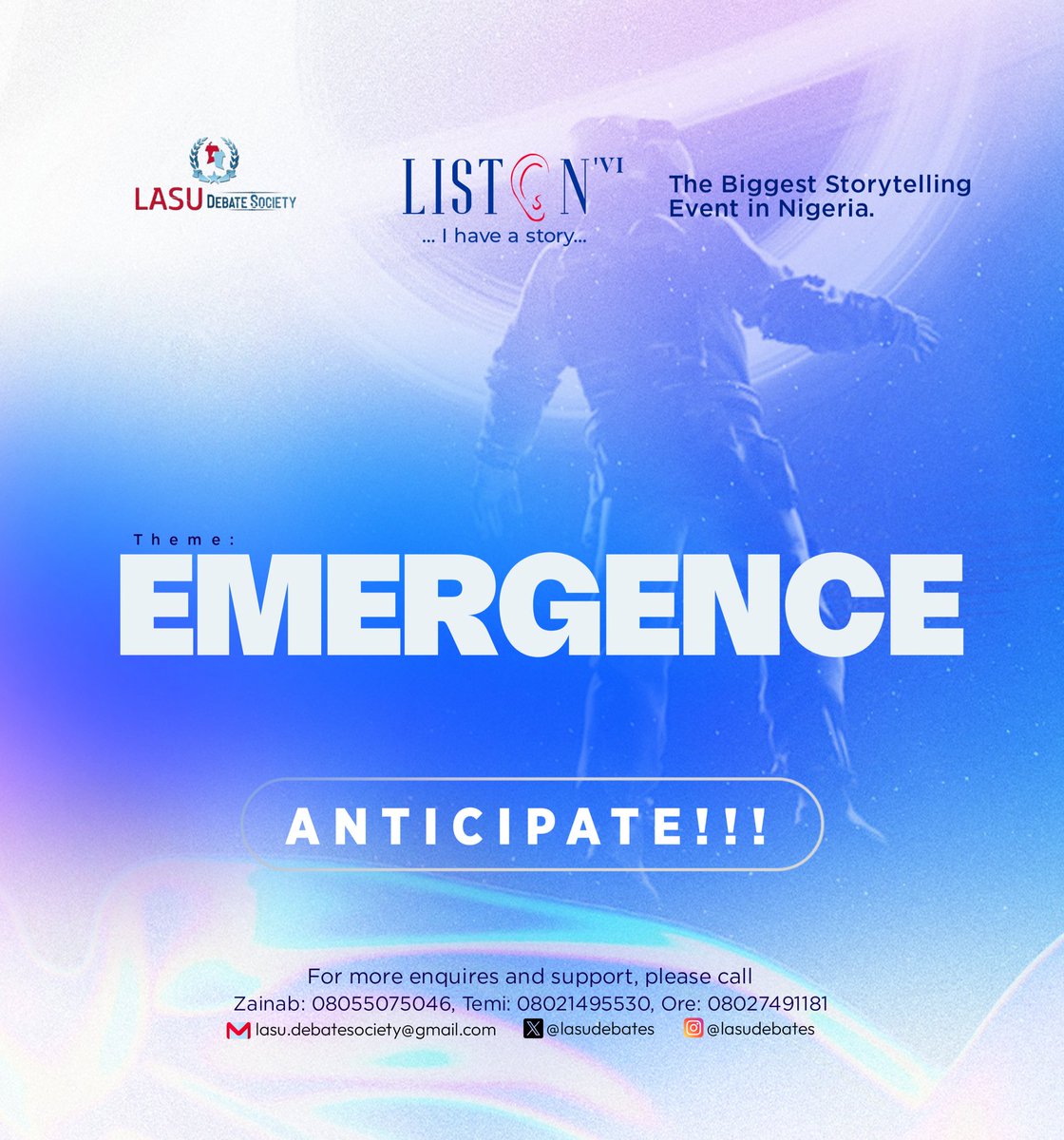 UNVEILING THE THEME FOR THE 6TH EDITION OF THE BIGGEST STORYTELLING EVENT IN NIGERIA 🤩🤩 ARE YOU READY FOR EMERGENCE❓❗ #LISTENVI #EMERGENCE