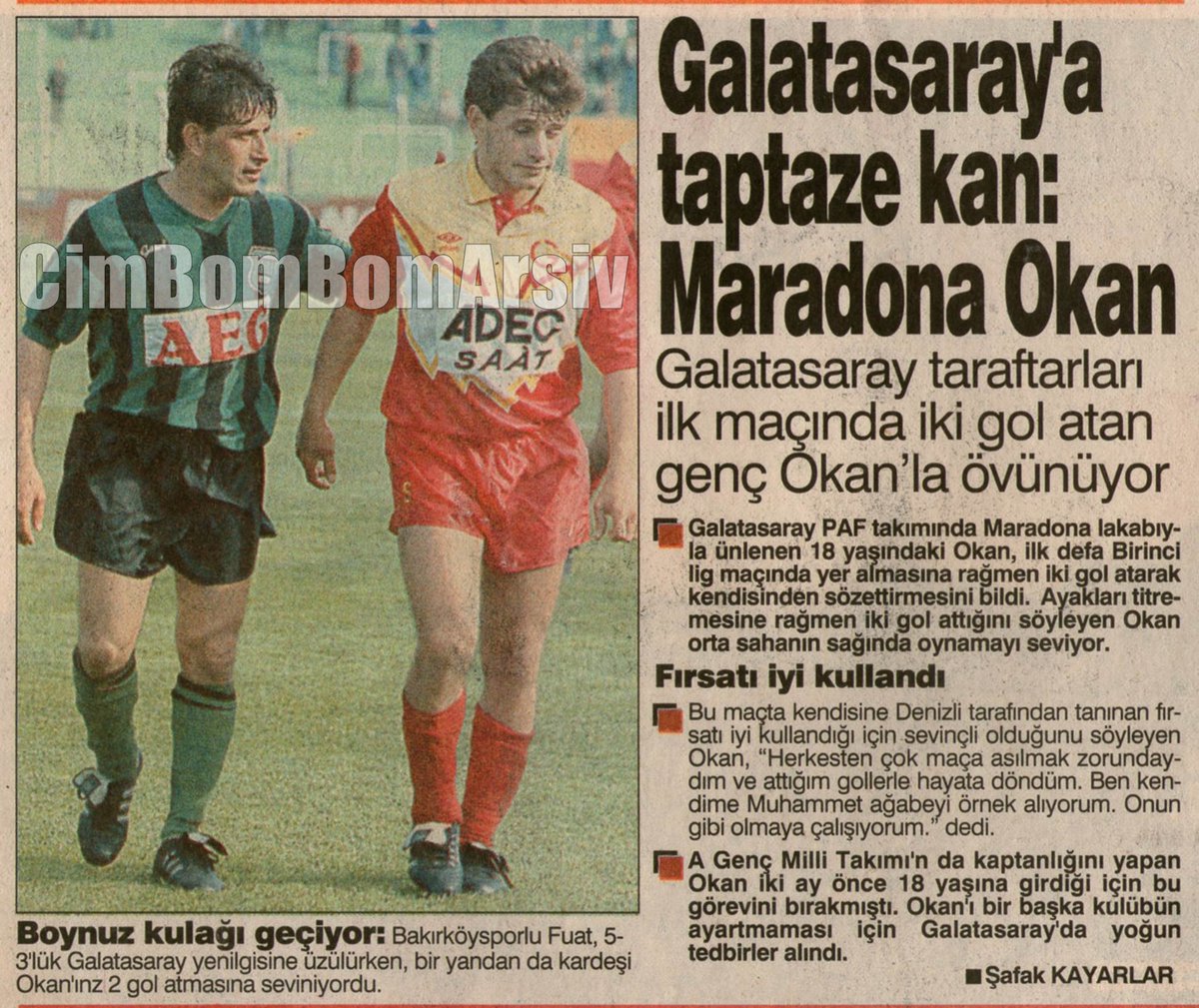17 Mayıs 1992 - Okan Buruk ilk lig maçı. Bakırköyspor 3-5 Galatasaray. Okan Buruk ağabeyi Fuat Buruk ile.