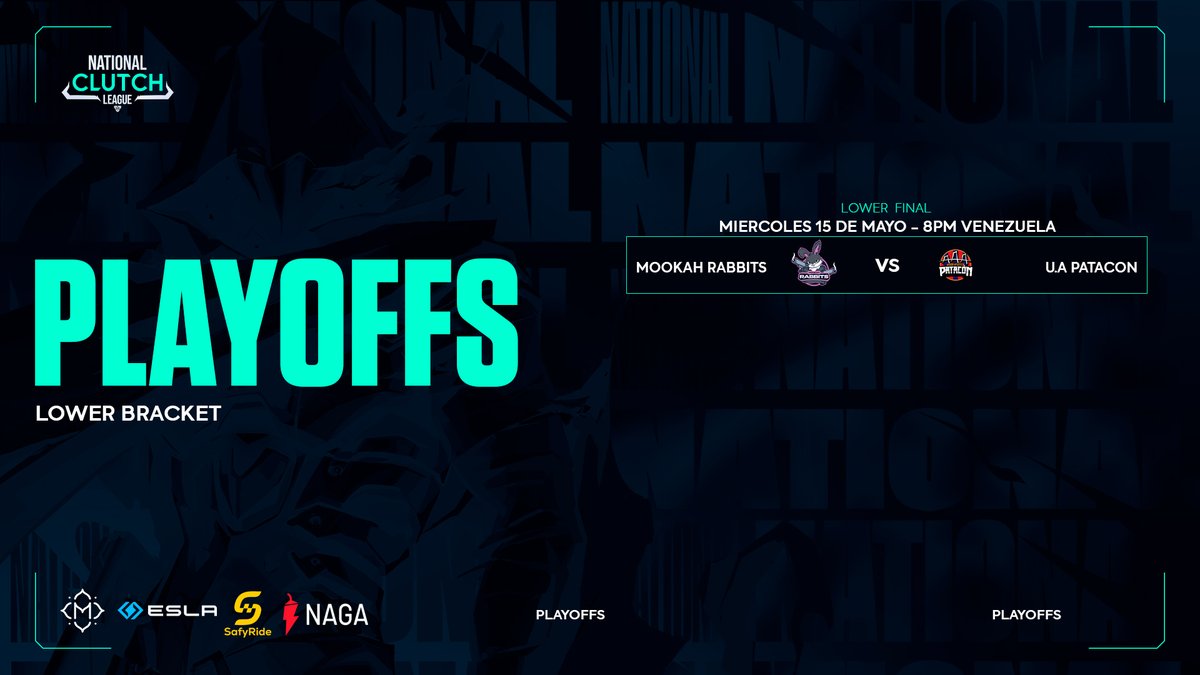 ⚠️HOY NO PUEDES PERDERTE⚠️#NationalClutchLeague

- LOWER BRACKET FINAL 
<a href="/MookahRabbits/">Mookah Rabbits</a> vs #Patacon 
8pm🇻🇪

Descubre quien ira a la gran presencial contra #Invictus