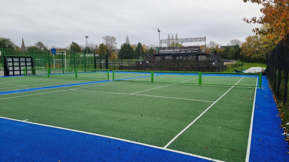 Work completed on the new tennis pitches at @ParkPlatt (Platt Fields Park), part of the citywide Tennis Improvement Programme. #Fallowfield