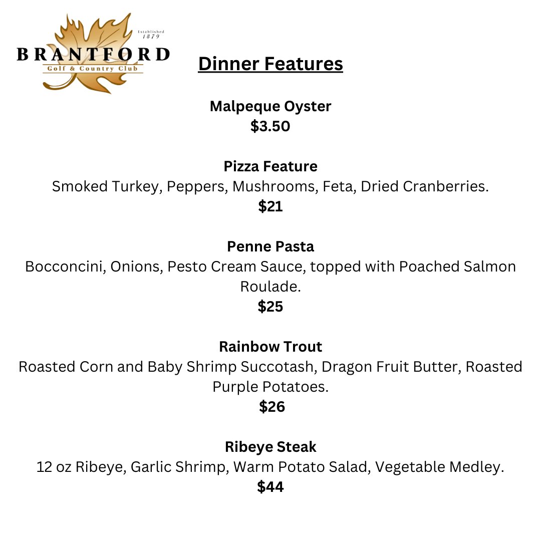 Terrace Room Dinner Features - Wed May 15th
