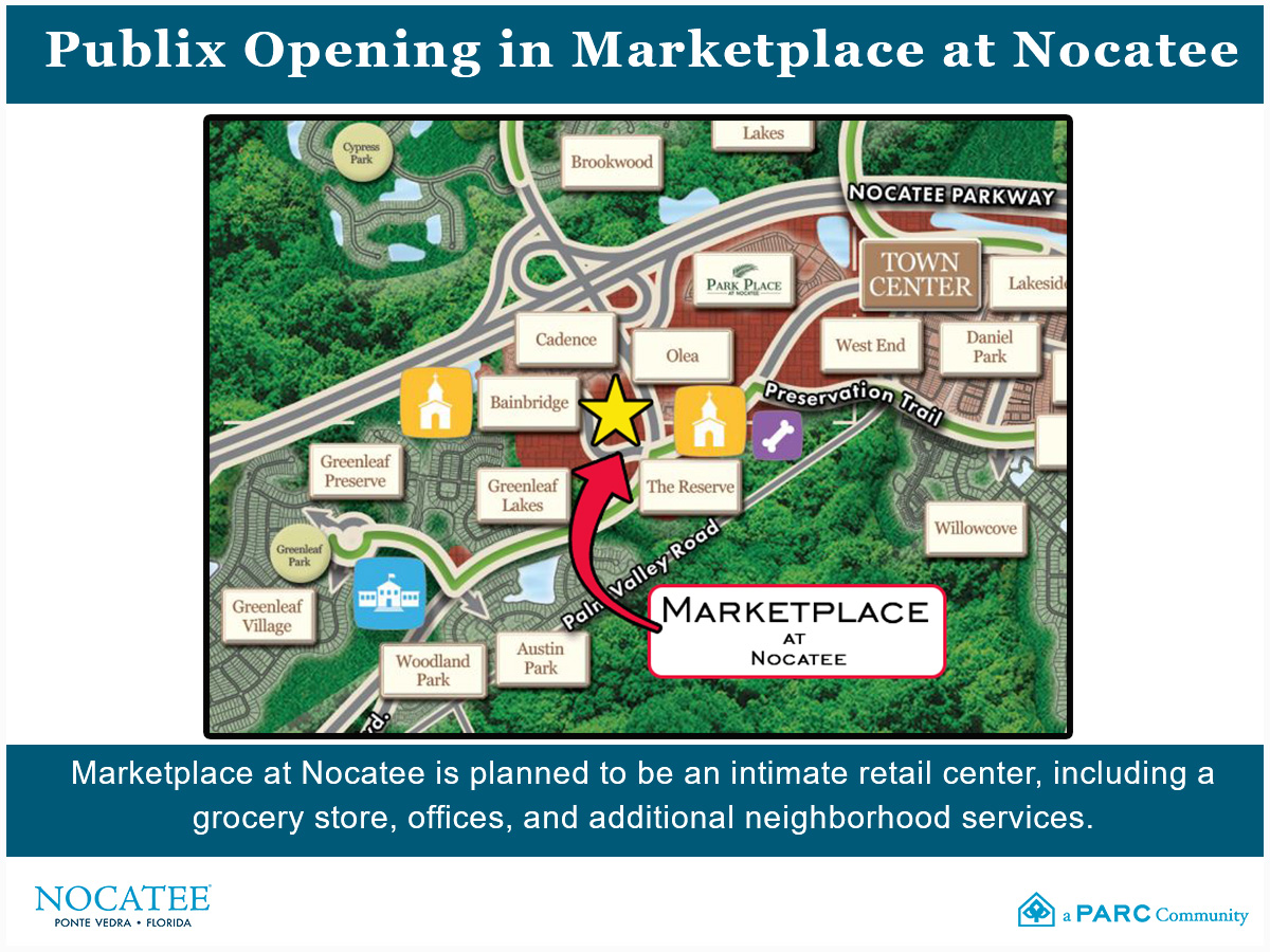 ‼️Nocatee News‼️ A @Publix Supermarket will anchor Marketplace at Nocatee, a new retail center opening in the western interchange of Nocatee's Town Center. CLICK to learn more👉 hubs.li/Q02xk6Xq0