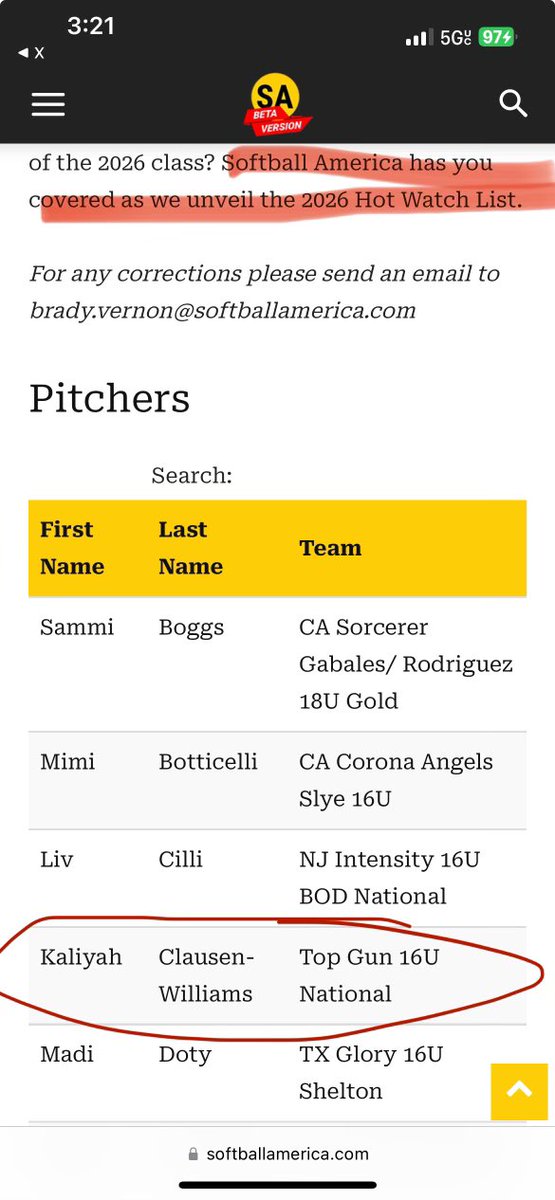 Aly Bermudez (@coach_aly_bz) on Twitter photo My pitching student, <a href="/KaliyahCW_2/">Kaliyah Clausen-Williams</a>, was named in the top 20 pitchers of the class of 2026 to watch! Congratulations Kaliyah - YOU EARNED THIS. My pitching student, <a href="/KaliyahCW_2/">Kaliyah Clausen-Williams</a>, was named in the top 20 pitchers of the class of 2026 to watch! Congratulations Kaliyah - YOU EARNED THIS.