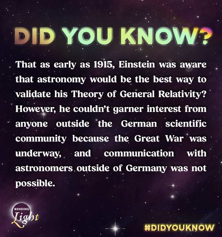 🎥✨ The "Bending Light" documentary is now on Twitter! Join us on a historic journey to prove Einstein right—gravity bends light. 🌌  🔭 Follow the adventure with Bob McDonald and the "Einstein Camera" that captured it all.   🚀 Like, share, and follow #bendinglightdoc