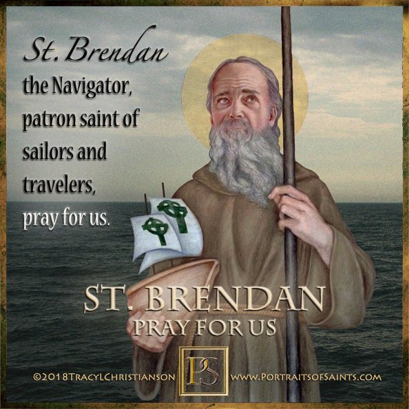 Happy Feast Day St. Brendan the Navigator An Irish saint, who lived from 484 to 577 & was one of the Twelve Apostles of Ireland. He is most known for his legendary travels, especially to the “Isle of the Blessed” also known as Saint Brendan’s Island.  bit.ly/35e96QW