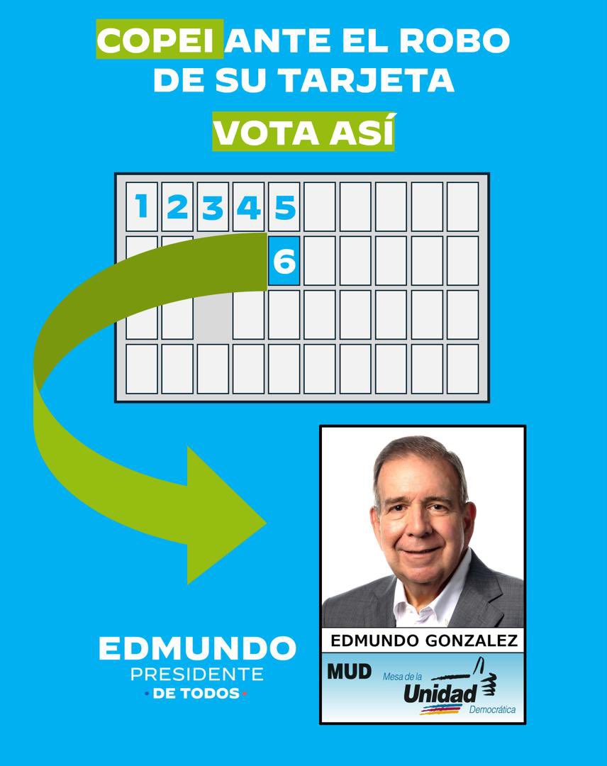 Recuerda que nuestra tarjeta está secuestrada. Los copeyanos votamos en la tarjeta de la unidad 👈🏻 por @EdmundoGU #UnidadYVoto #ConVZLA #Copei #MariaCorinaMachado #EdmundoGonzalezUrrutia