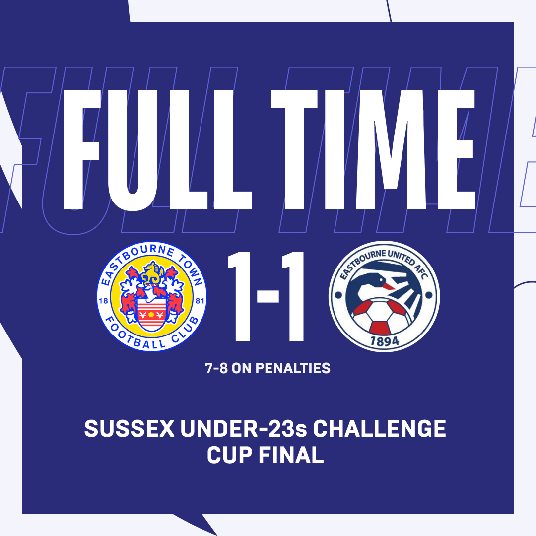 FT: After a dramatic penalty shootout, it's Ashley Crabb who steps up to be the hero for Eastbourne United, confidently blasting home the winning penalty, after the two sides couldn't be separated in regular time! @eastbournetfc 1 (7) @eastbourneuafc 1 (8) #CountyCup🏆