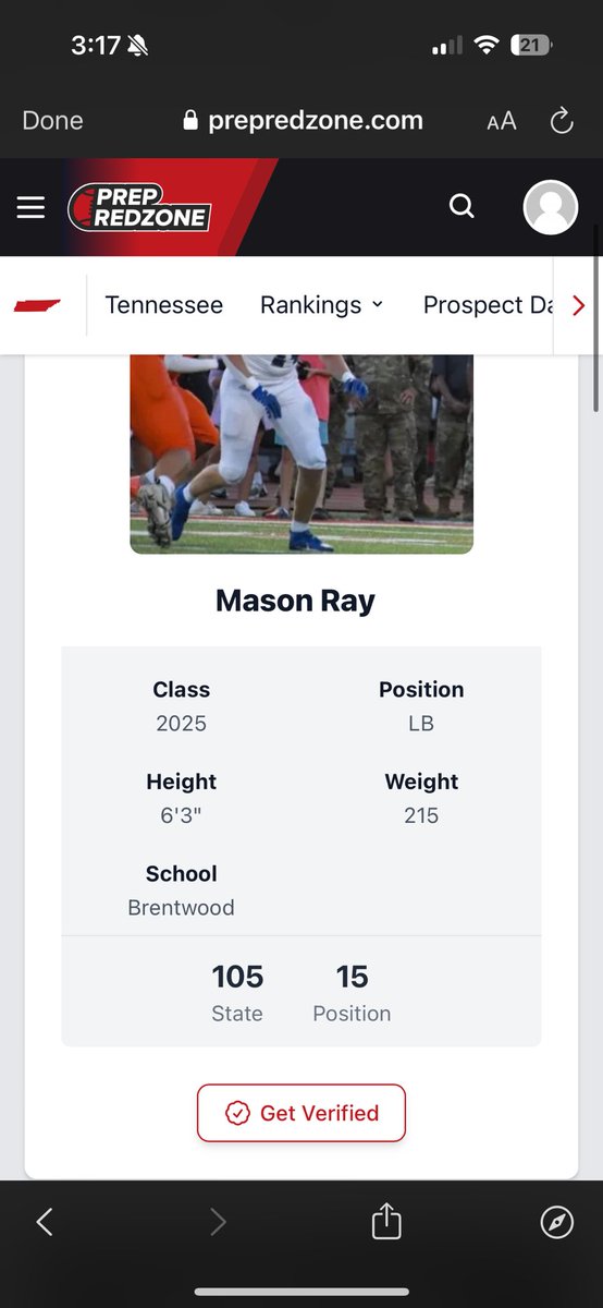 Grateful and blessed to be the #15 ranked linebacker in Tennessee!! <a href="/wcsBHSge/">Coach Evans</a> <a href="/wcsBHScf/">Brentwood Football</a> <a href="/CSmithScout/">Chris Smith</a> <a href="/PrepRedzoneTN/">Prep Redzone Tennessee</a>
