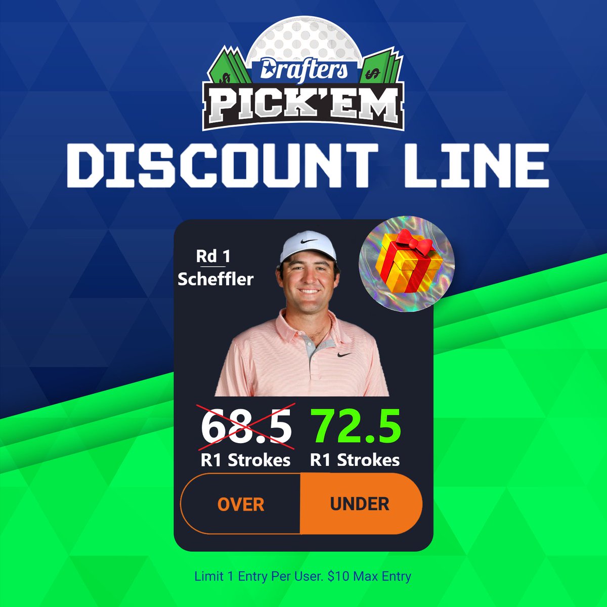 It's Major Championship Week On The PGA TOUR⛳️ Scottie Scheffler Discount Line🎁 Round 1 Strokes 68.5 ➡️ 72.5 !! Add This To Your Ticket And Win Up To 100x 💰