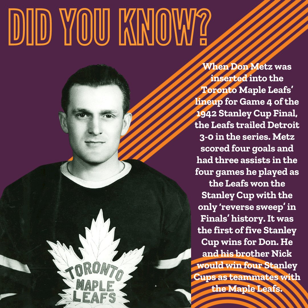 The SSHF’s newest featured exhibit, All In The Family, celebrates the strong family links that bond many great Saskatchewan athletes. Today’s Did You Know celebrates Don Metz who had a successful NHL career playing alongside his brother Nick in Toronto.