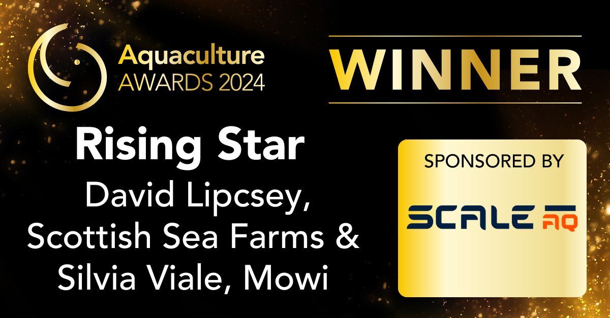 And the winners of the Rising Star award are David Lipcsey, @Scotseafarms and Silvia Viale, @MowiScotlandLtd. Huge congratulations! #AquacultureAwards24 sponsored by Scale AQ