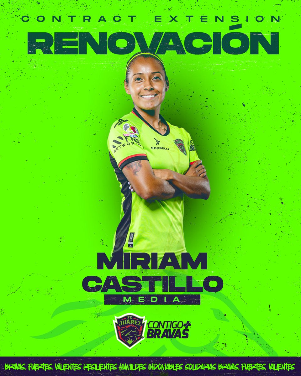 ¡El vínculo se fortalece! Estamos emocionados de anunciar la renovación de Miriam Castillo con FC Juárez Femenil.👏🏼 Su talento seguirá siendo uno de nuestros pilares. ¡Juntos, por más victorias y logros!🖊️🐎 #ContigoMásBravas