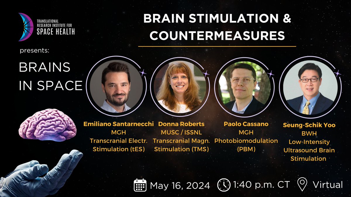 Potential solutions for spaceflight effects always tickle our brain! 🧠 Our lineup of experts will discuss ways in which we could stimulate the brain and think about practical countermeasures to the effects spaceflight could have on our nervous system: mailchi.mp/bcm/brains-in-…