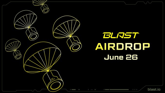 @Blast_L2 Snapshot for Blast airdrop is live 🪂

All users must whitelist their wallet before claims
Get whitelisted: snap-blast.io

The airdrop allocation will be increased from TVL on 10%
Also will be 2 final Dapp Gold distributions ⚡️