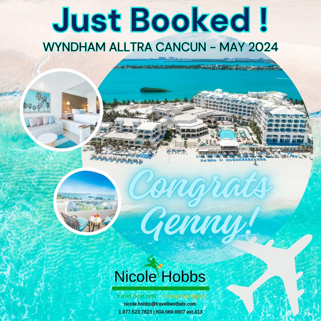 Only 4 more sleeps until Genny heads to the gorgeous soft white sands of Cancun! 🎉

#HobbitzTravel2024 #TravelBestBets2024
#2024VacationPlanning #EscapeTheRatRace 🐀
#VacationIsCalling2024🗺
#TheTimeToBookIsNow2024⏳
#PictureYourselfHere2024📷