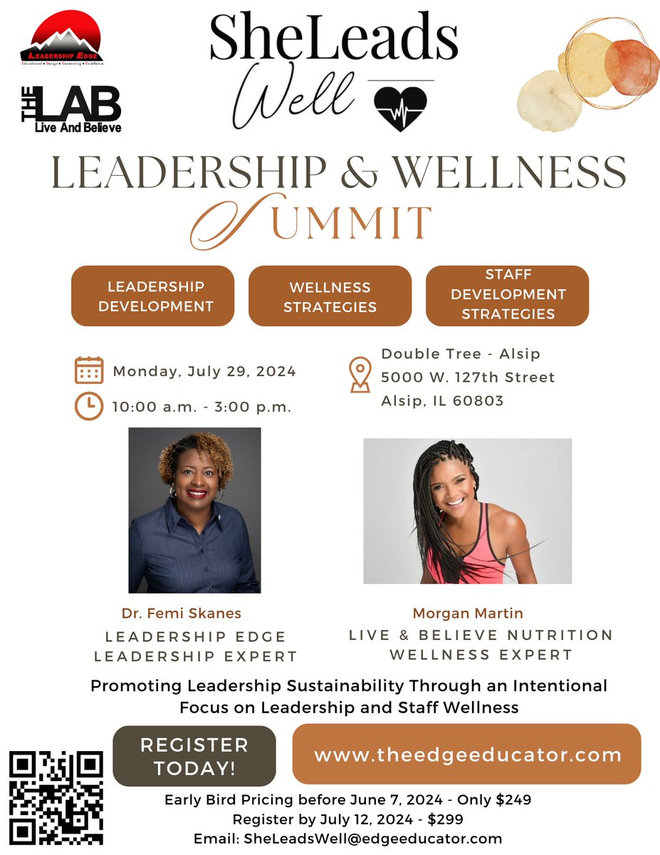 ✨Calling all women leaders in education✨ Join Leadership EDGE and Live and Believe Nutrition for the 'SheLeads Well Leadership & Wellness Summit' on July 29th at the Hilton DoubleTree Alsip! theedgeeducator.com/event-list #MentalHealthAwarenessMonth