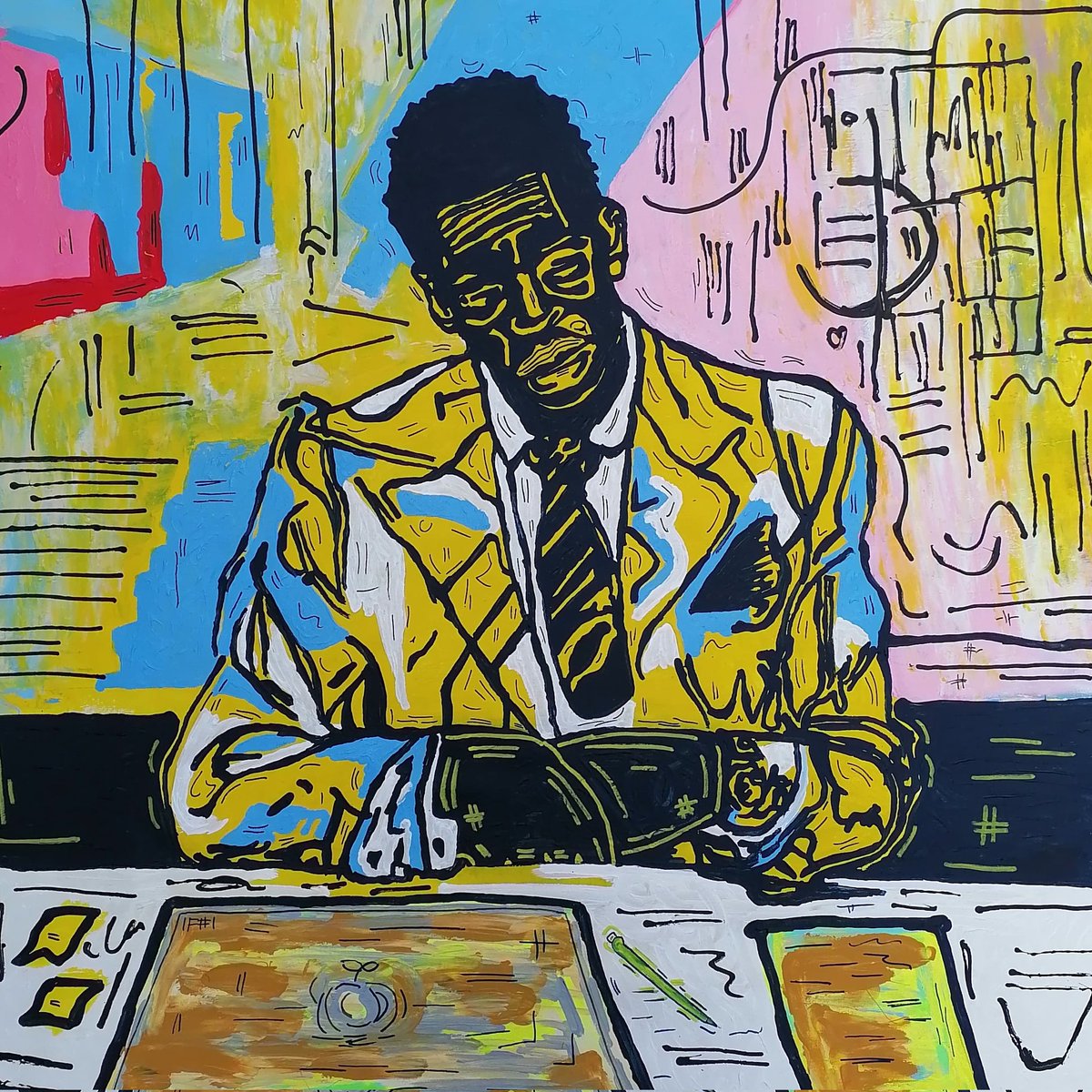 My new artwork GA!! I Am back! This is Daniel Lewis 6 inspired by the music #artwork #artcollector <a href="/castlegalleries/">Castle Fine Art</a> #latinart #fineart