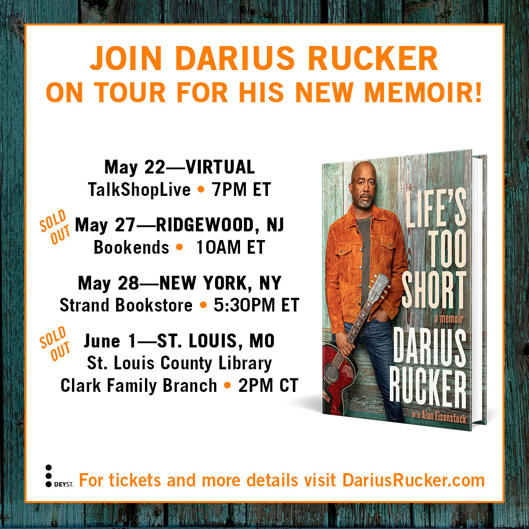You guys SOLD OUT New Jersey and Missouri!! New York, we still have a few tickets left. Who's coming?!?! My new memoir, Life's Too Short, is out on May 28th! dariusrucker.com/lifes-too-shor…