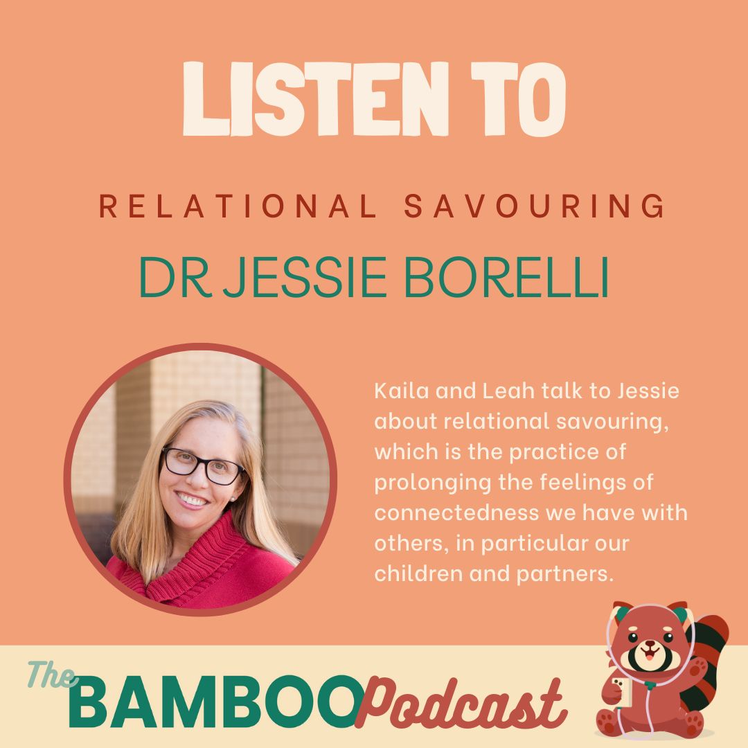 #BambooFamilies Day 3:
Relational savouring is used to prolong the positive emotions you experience when spending time with loved ones. 
Listen to Dr Jessie Borelli talk about this technique: bit.ly/BambooSavour