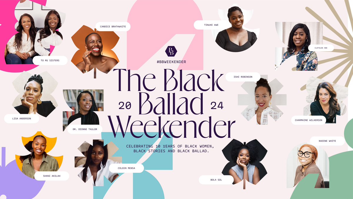 The Black Ballad Weekender: 👑 100 black women speaking 👑 Over 40 panels, workshops, keynotes & interviews 👑 Celebrating 10 years of black stories, black women & Black Ballad 👑 Across 2 days in August ✨Introducing the 1st 12 speakers for #BBWeekender✨ 🔥 🔥🔥