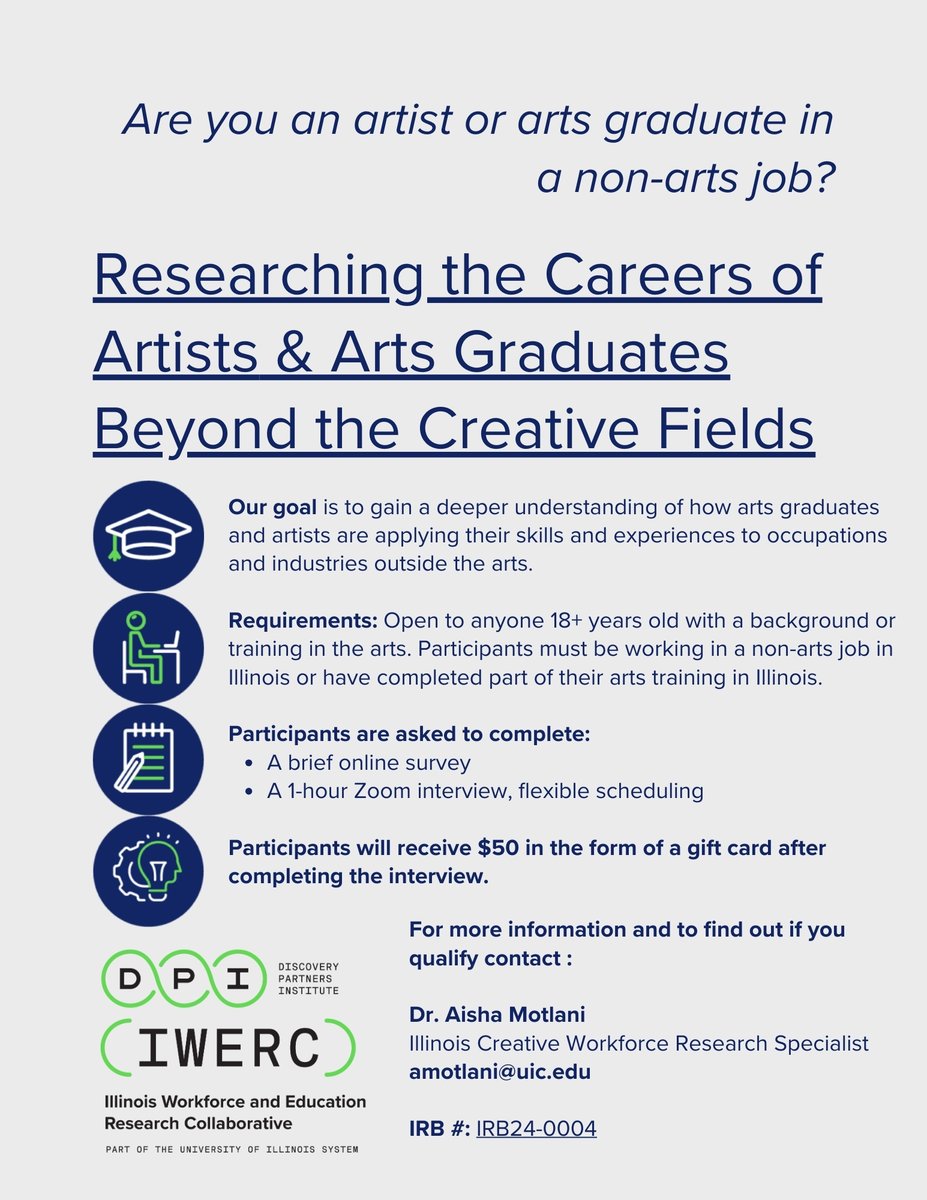 🌟 Help us spread the word! Share our research flyer or tag anyone who could provide valuable insights into non-traditional career paths for artists and arts graduates. Let's create more opportunities in diverse industries! #ArtsInnovation #CareerPathways #IWERCResearch