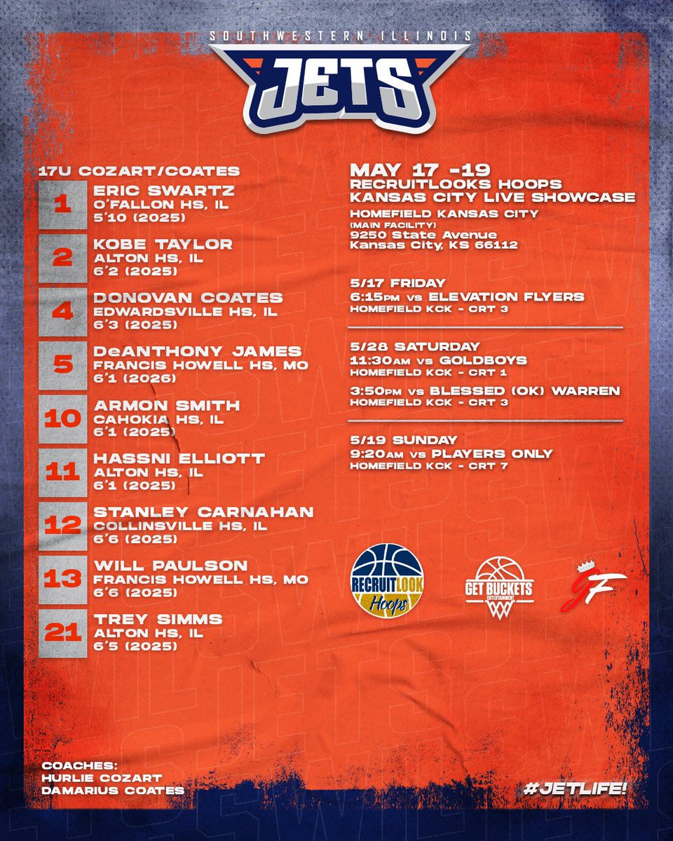 Our 17U schedule for the <a href="/RL_Hoops/">RecruitLook Hoops</a> live period in KC