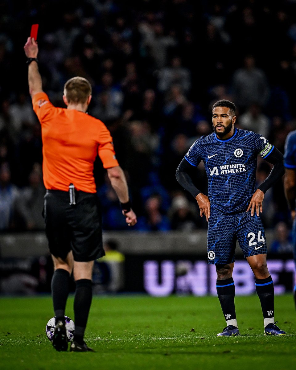 Reece James since returning from injury:

➖ Assist in first game back 
➖ Straight red in second game 

And he’ll miss the first THREE Premier League games next season 🫠