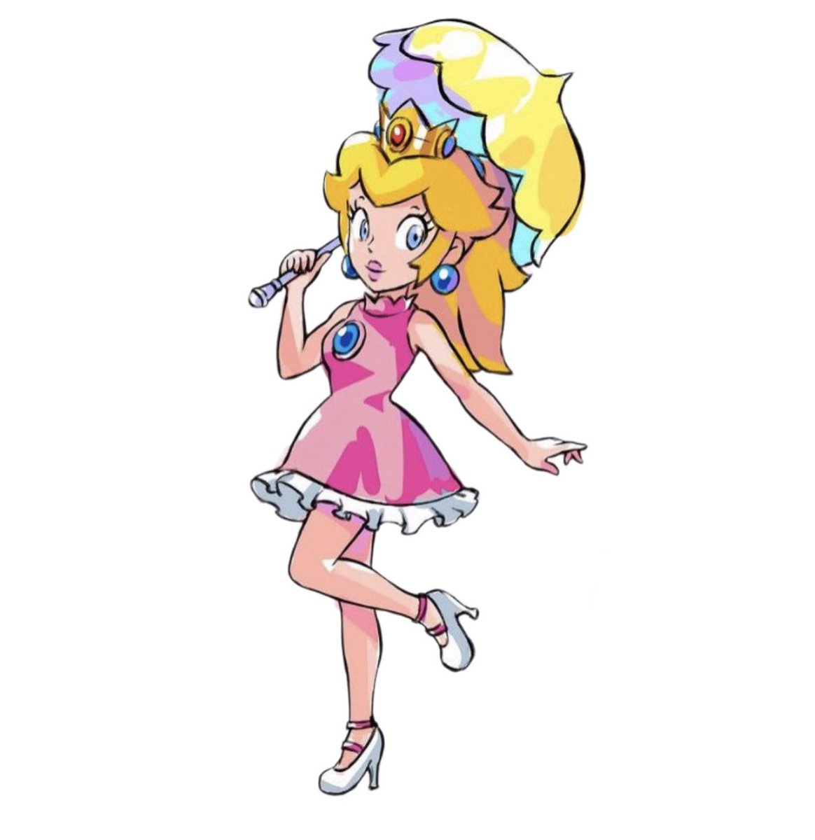 this artwork of peach in this outfit drawn by masanori sato is sooo cute