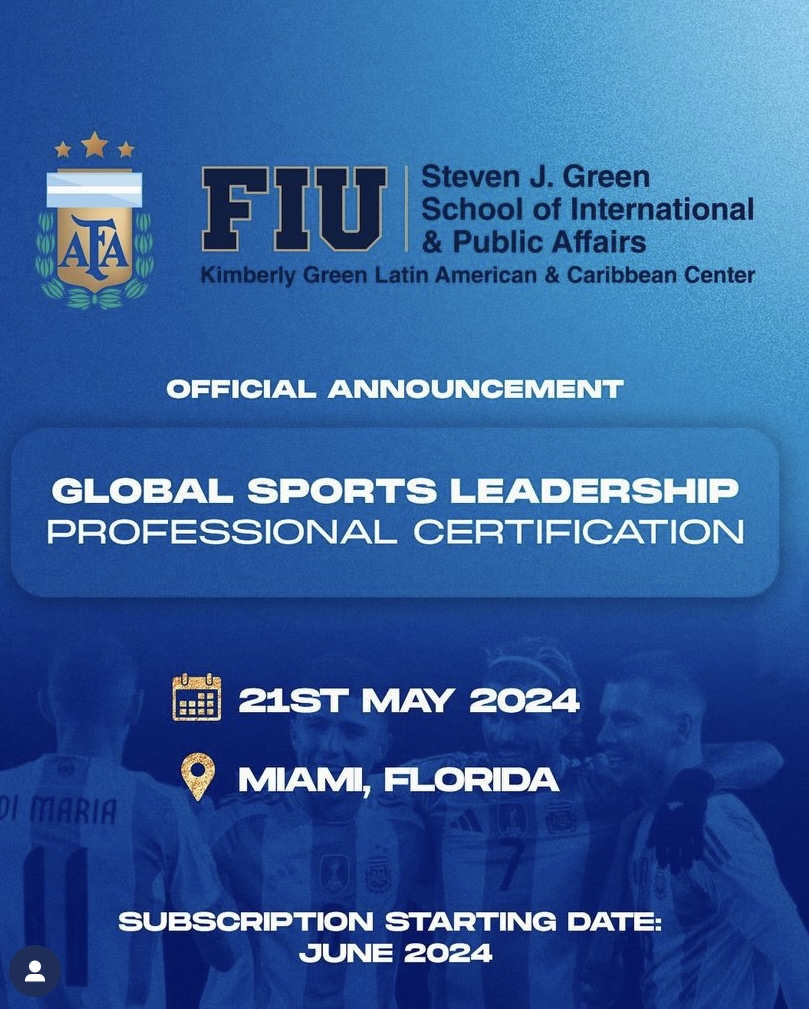 Official presentation of the first Professional Certification in Global Sports Leadership AFA-FIU, in Miami🇦🇷🇺🇸 A joint initiative between the Argentine Football Association and Florida International University. #ArgentinaNT #LACC #FIULACC #FIU