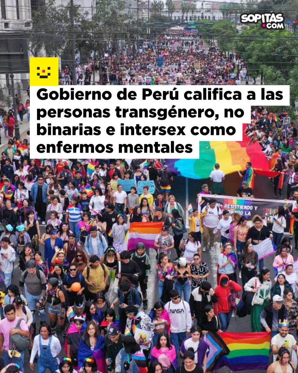 🏳️‍🌈 🇵🇪 Duro golpe contra la comunidad LGBTQ+ en Perú: El Ministerio de Salud del país clasificó a las personas trans como enfermas mentales.

“El transexualismo, el transvestismo de rol dual, el transtorno de la identidad de género en la niñez, otros transtornos de la identidad de