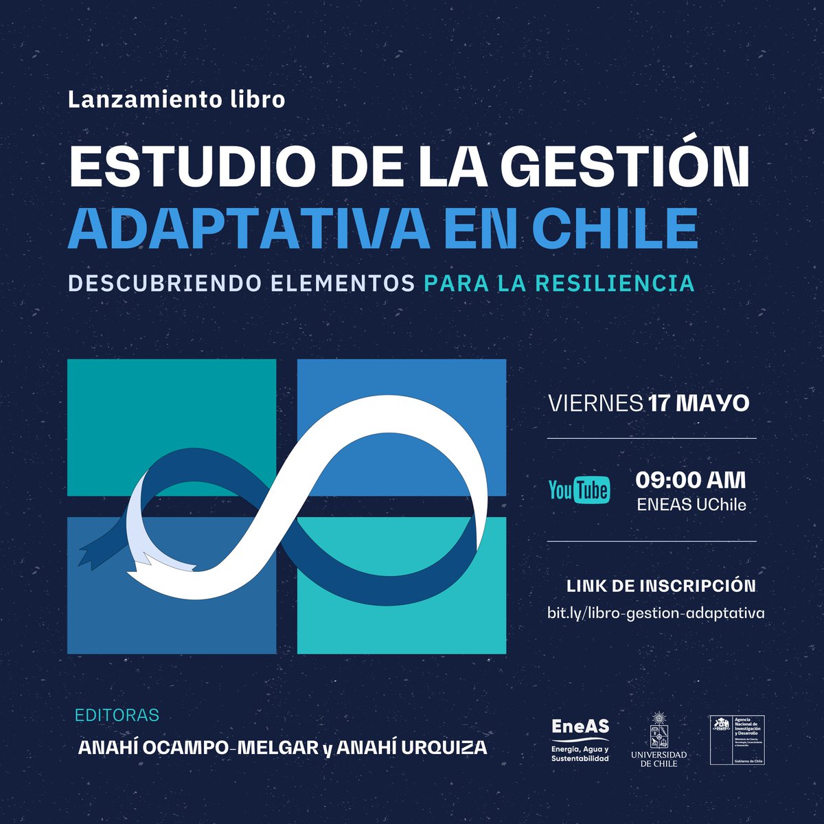 Este viernes 17 de mayo lanzamiento oficial del libro 'Estudio de la gestión adaptativa en Chile: descubriendo elementos para la resiliencia', que tiene como editoras a Anahí Ocampo-Melgar y Anahí Urquiza. Actividad online Link de inscripción bit.ly/libro-gestion-… @CentrosAnid