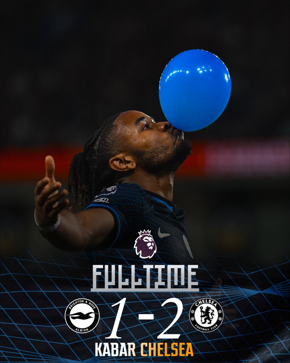 📢 PRITT!! 
F U L L T I M E
BRIGHTON 1-2 CHELSEA
⭐ PALMER
⭐ NKUNKU
🟥 JAMES (RC)

🔵 3 POINTS
🔵 4 WINS IN ROW
🔵 NAIK KE POSISI 6 KLASEMEN
🎈 SELEBRASI BALON NKUNKU
🔐 POS. 7 MUSIM INI DALAM GENGGAMAN

#KC | #KTBFFH