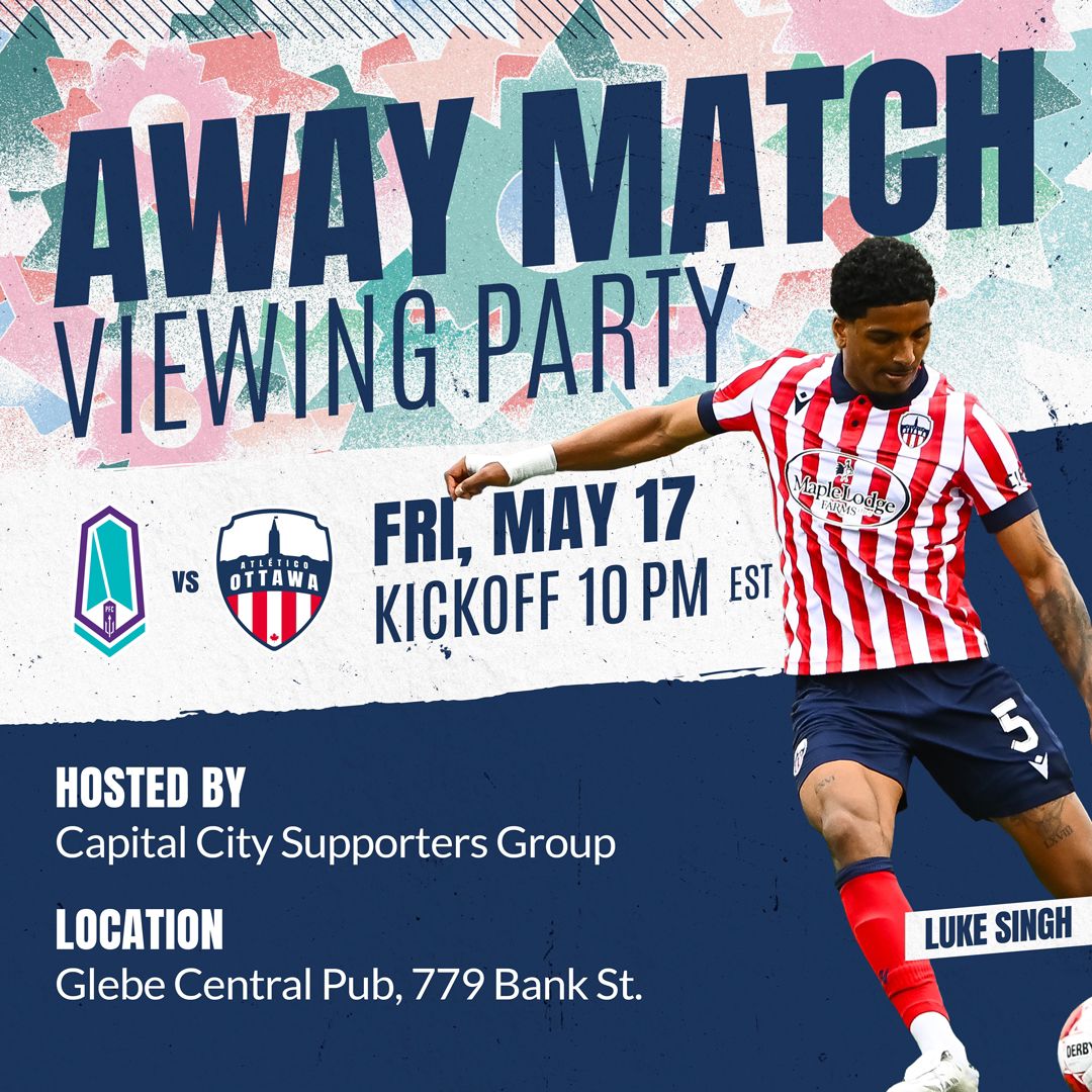 🍻 Atleti Viewing Party 🥳 Join the @CapitalCitySG at the @GlebeCentralPub this Friday at 10pm and cheer on our squad as we take on @Pacificfccpl 🗣🥁✅ Get their early to grab a seat 💺‼️ #ForOttawa | #PourOttawa